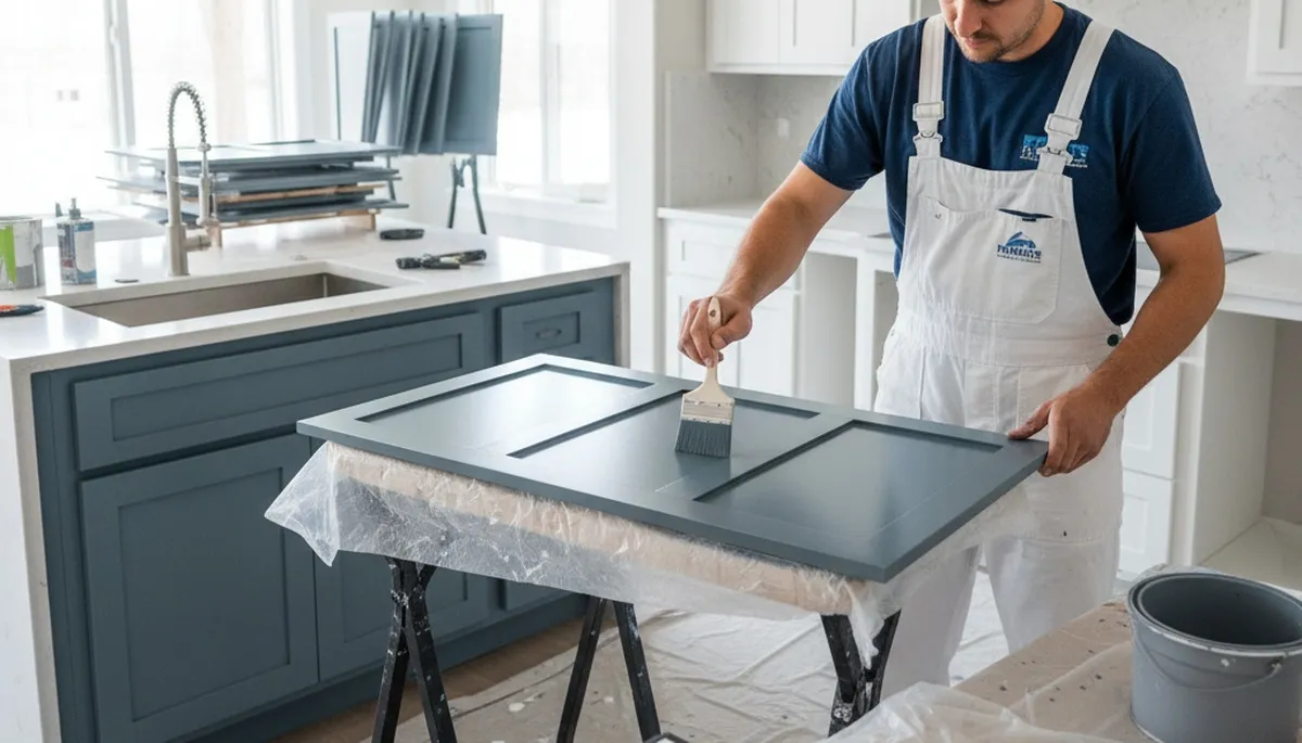 Professional cabinet painting in Saint Petersburg FL kitchen with durable coastal finish