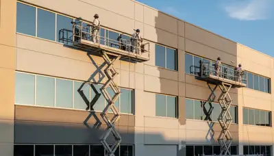 Professional commercial painters finishing exterior building in Saint Petersburg, FL