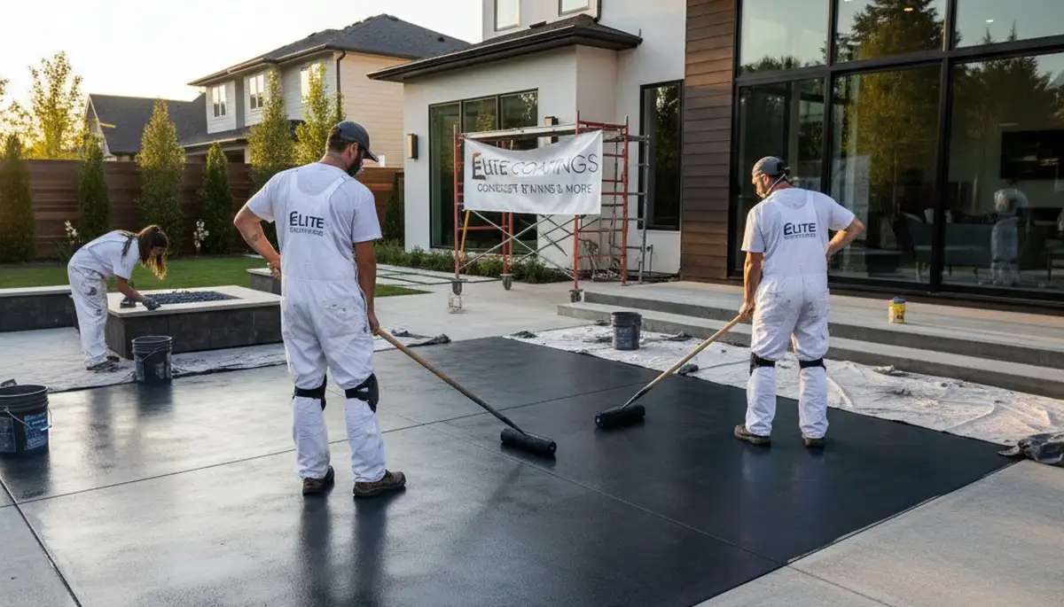 Professional concrete staining on coastal patio in Saint Petersburg FL by local house painting experts