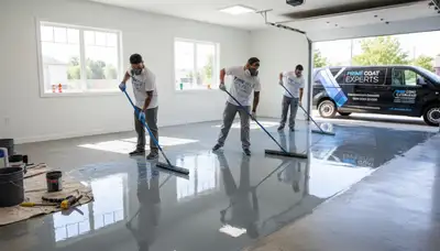 Epoxy floor coating installation in Saint Petersburg FL garage by professional painting contractors
