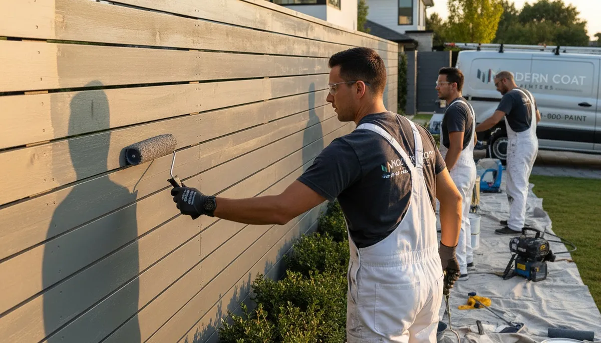 Professional fence painters in Saint Petersburg FL applying weather-resistant paint for lasting curb appeal