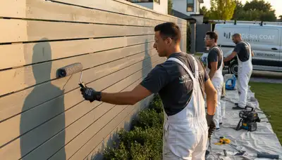 Professional fence painters in Saint Petersburg FL applying weather-resistant paint for lasting curb appeal