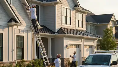 Professional gutter painting on coastal home in Saint Petersburg, FL by expert house painters
