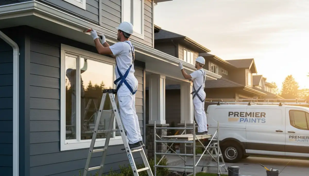 Professional gutter painting on coastal home in Saint Petersburg, FL by expert house painters