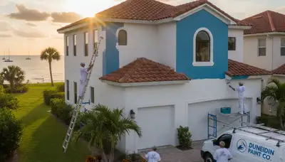 Professional house painters working on residential exterior in Saint Petersburg FL