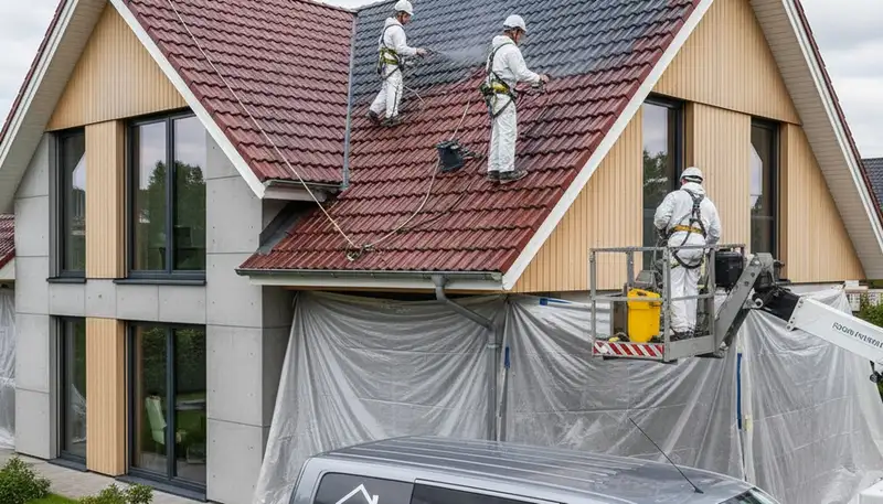 Professional roof painting and coating on a coastal home in Saint Petersburg, FL
