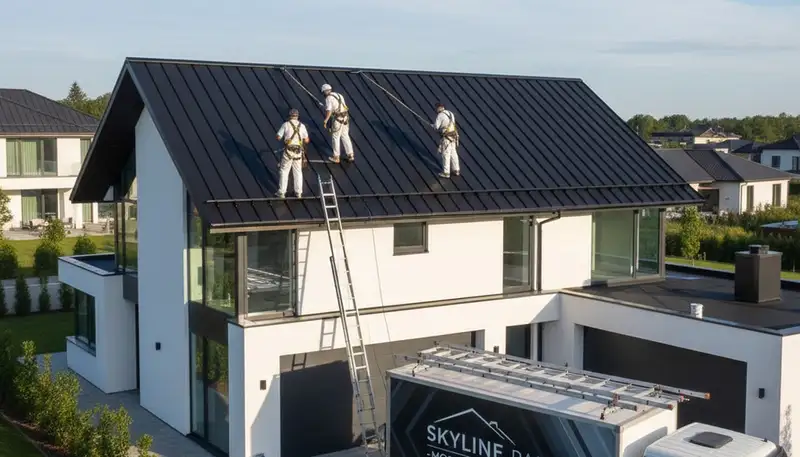 Professional roof painting and coating in Saint Petersburg FL protecting homes from sun and coastal humidity