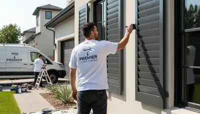 Professional shutter painting and refinishing on a coastal home in Saint Petersburg, FL