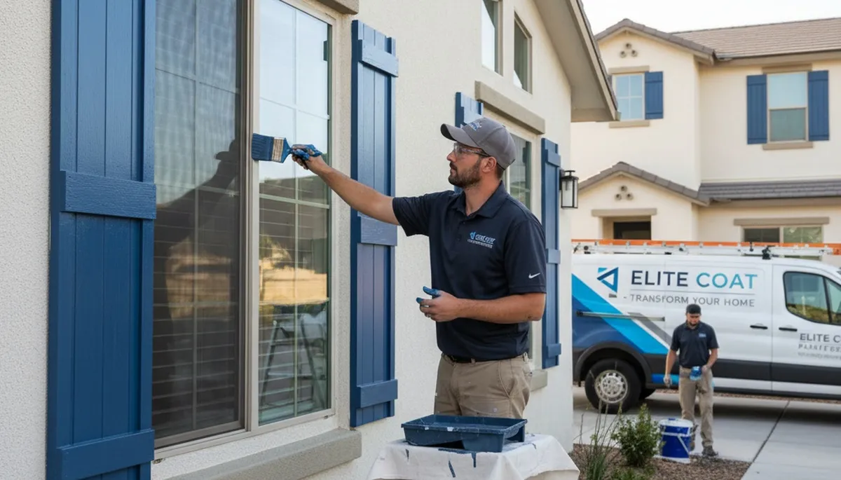 Professional shutter painting on coastal home in Saint Petersburg, FL by expert exterior painters