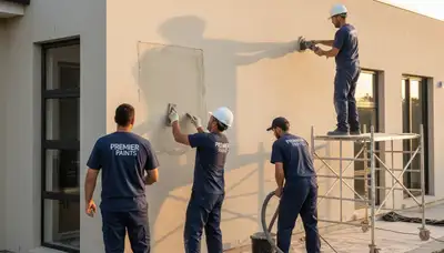 Professional stucco repair on coastal home exterior in Saint Petersburg, FL by expert painters