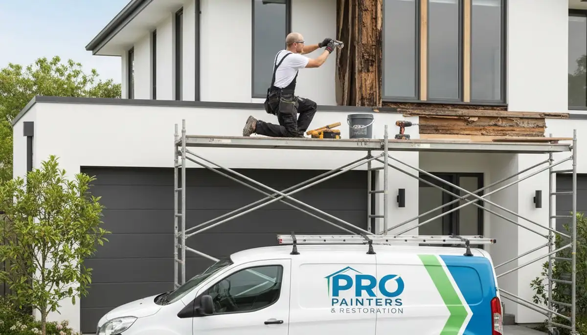 Professional wood rot repair on coastal home exterior in Saint Petersburg, FL by expert painters